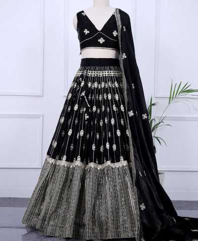 Black Color Sequins Embroidered Lehenga Choli