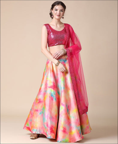 RE - Multi Colored Digital Print Lehenga Choli