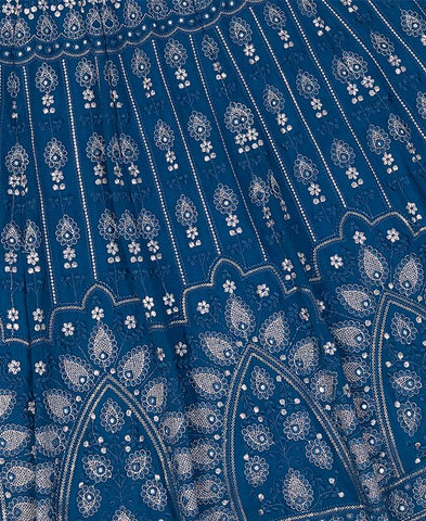 Blue Color Georgette Sequins And Embriodery Work Lehenga Choli