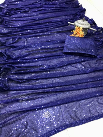 RE - Party wear sequence Navy Blue color saree