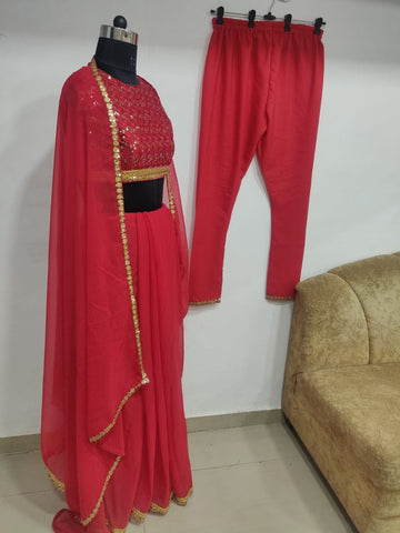 RE - Stylish Georgette Red color saree