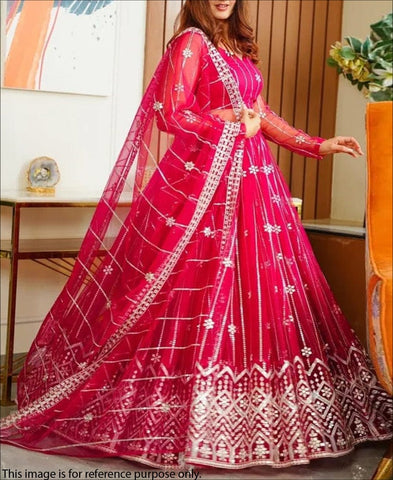 Pink Coloured Sequence Work Butterfly Net Lehenga Choli