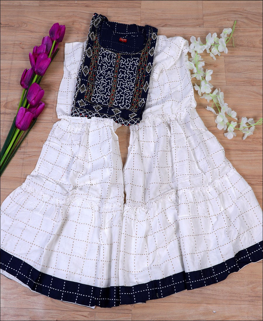 Rayon Block print with zardoshi work Blue Kurti Set – Zatki Ethnic