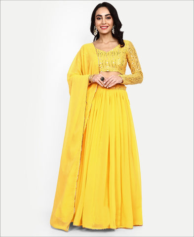 Yellow Coloured Georgette Lehenga Choli