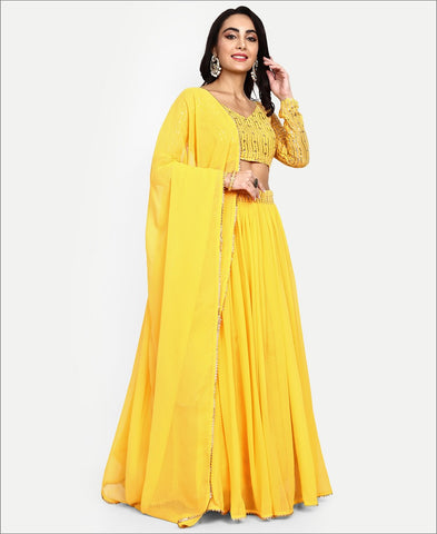 Yellow Coloured Georgette Lehenga Choli