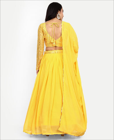 Yellow Coloured Georgette Lehenga Choli