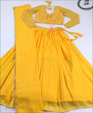 Yellow Coloured Georgette Lehenga Choli