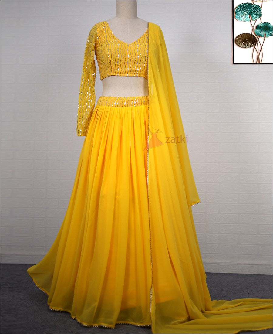 Yellow Coloured Georgette Lehenga Choli